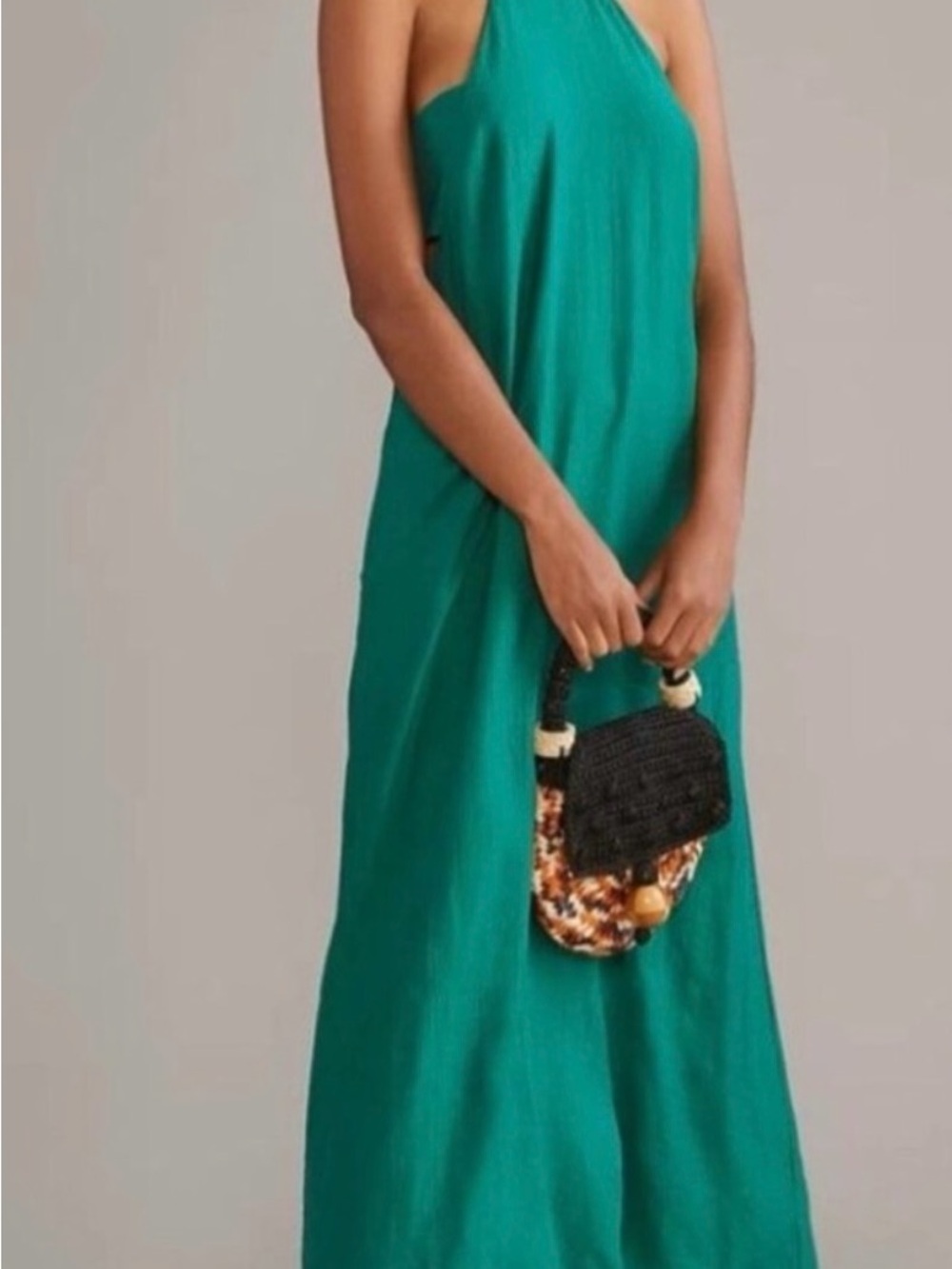 Anthropologie Sunday in Brooklyn Cut Out Green Maxi Dress with Neck Bow Medium - Picture 1 of 5